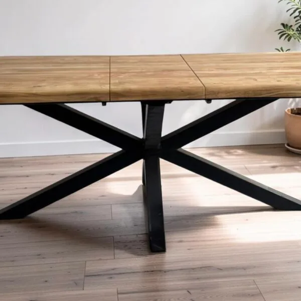 Table manguier bords droits Garonne 200 cm pied étoile métal noir – Dwelling Interiors