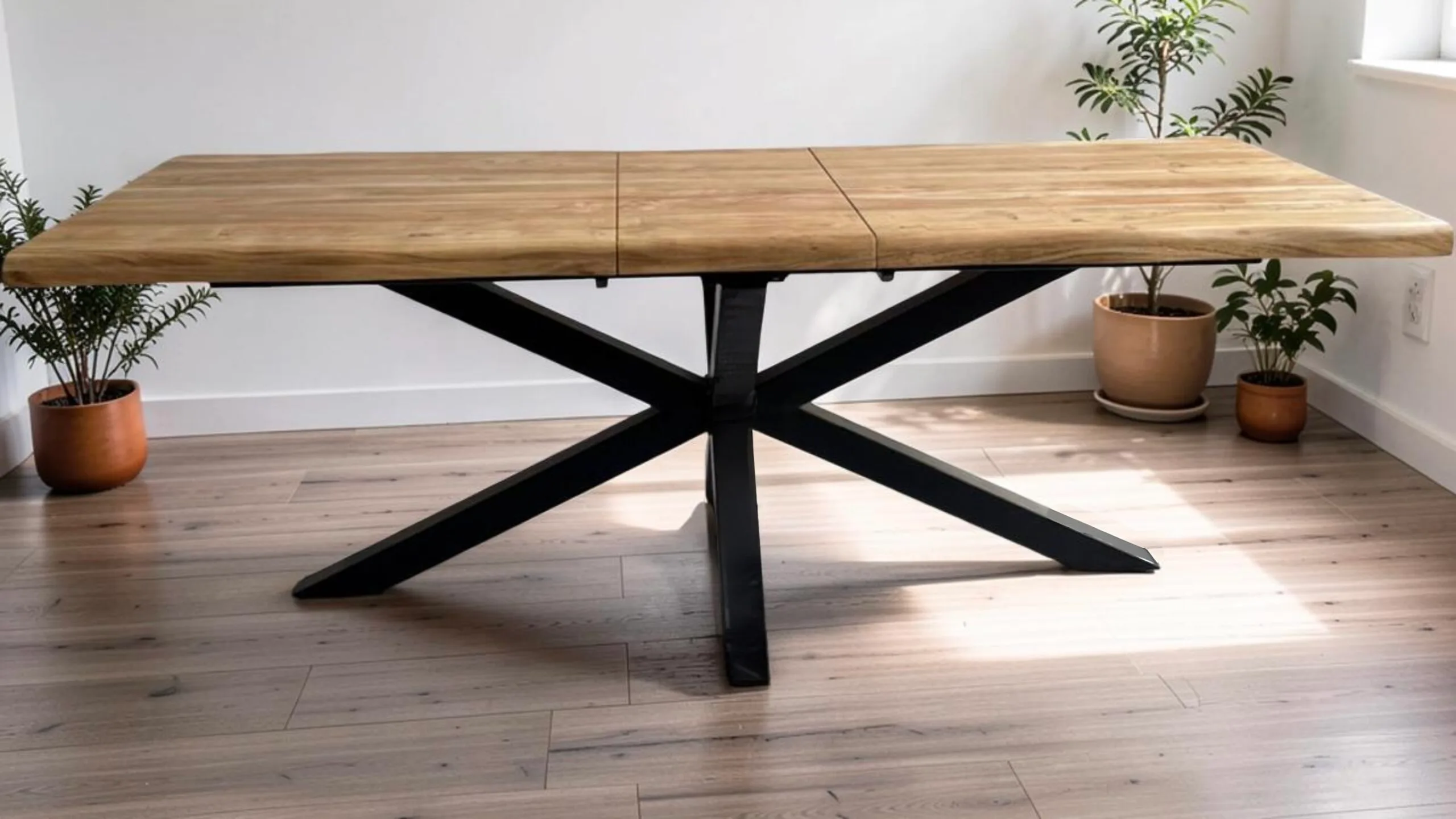 Table manguier bords droits Garonne 200 cm pied étoile métal noir – Dwelling Interiors