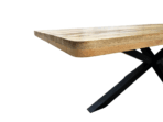 Détail angle arrondi table manguier massif Var plateau lisse Dwelling Interiors