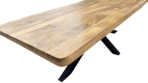 Détail angle arrondi table manguier massif Var plateau lisse Dwelling Interiors