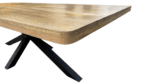 Détail angle arrondi table manguier massif Var plateau lisse Dwelling Interiors