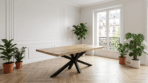 Bords arrondis et pied étoile métal noir table manguier Var Dwelling Interiors