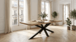 Détail angle arrondi table manguier massif Var plateau lisse Dwelling Interiors