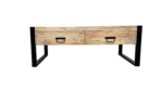 Table basse manguier tiroirs Vanoise 120 cm pieds traîneau métal noir – Dwelling Interiors