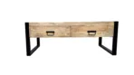 Table basse manguier tiroirs Vanoise 120 cm pieds traîneau métal noir – Dwelling Interiors