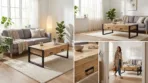 Détail plateau manguier massif veines naturelles table basse Vanoise Dwelling Interiors