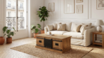Table basse manguier industrielle Toulouse 120 cm salon contemporain Dwelling Interiors