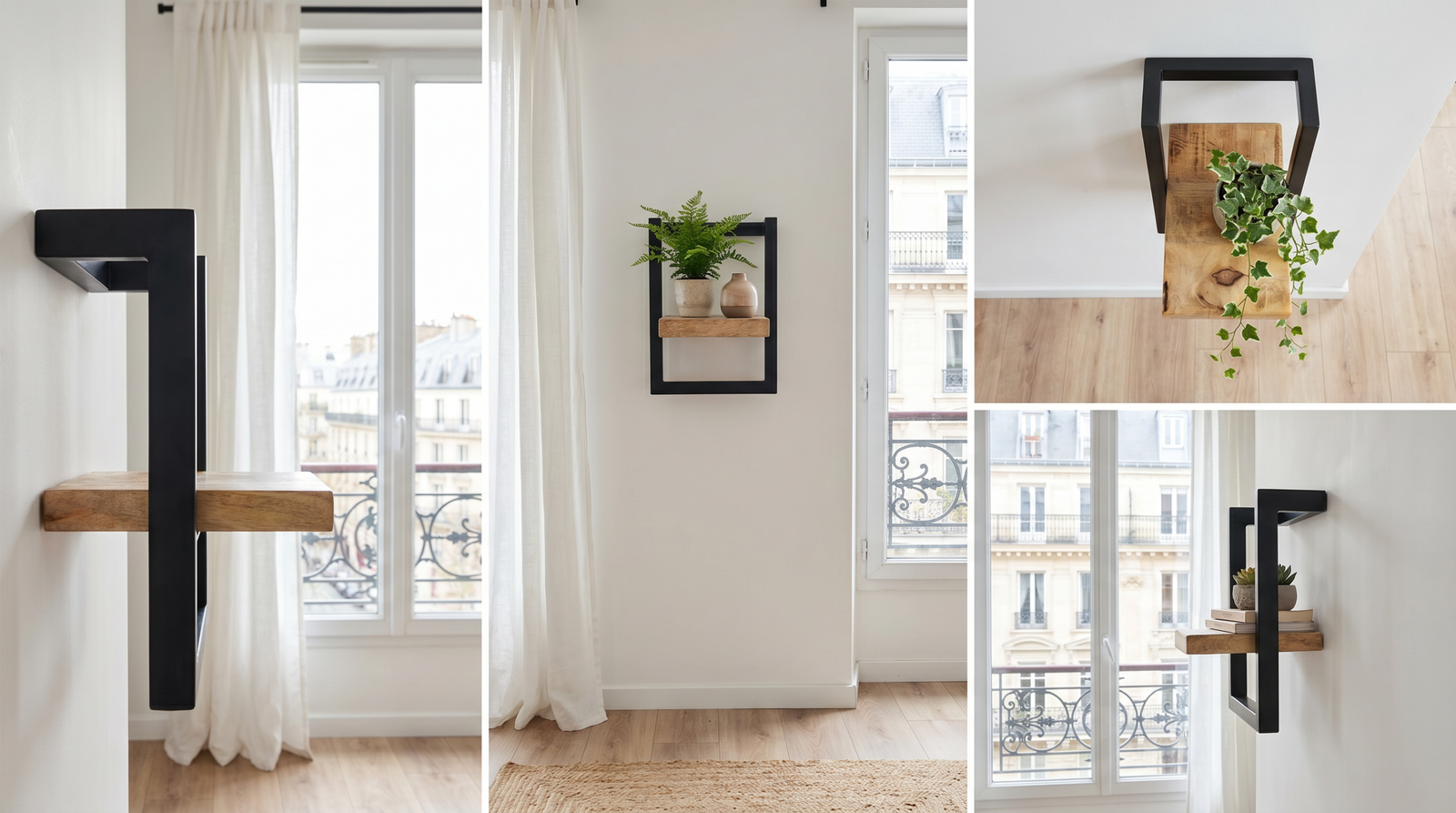 murale manguier metal Carcassonne bois massif cadre noir Dwelling Interiors