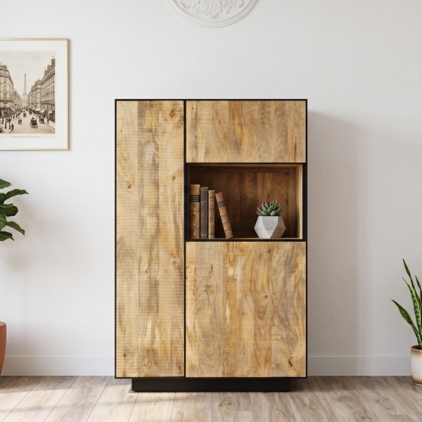 Armoire Avignon en manguier massif et métal – 140 cm