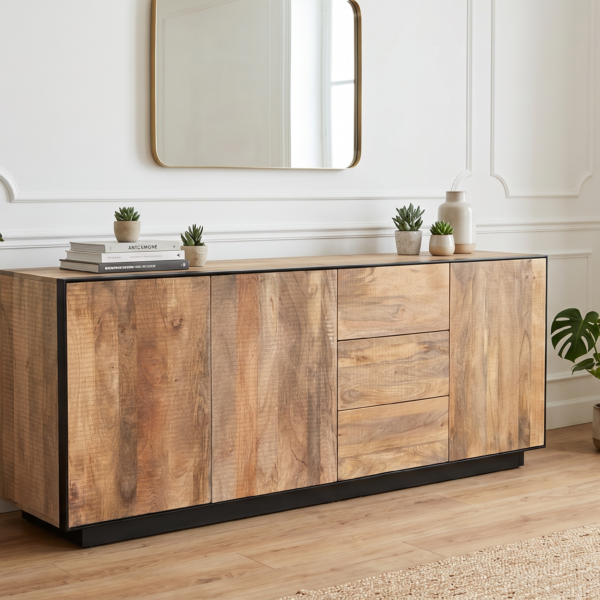 Buffet Avignon 200 cm en manguier massif – Ouverture par pression