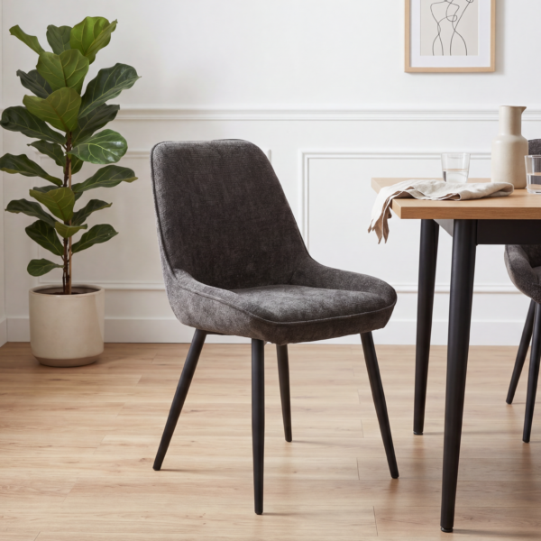 Chaises Salle à Manger Tissu Texturé Beige, Taupe, Gris Anthracite | JURA | Dwelling Interiors