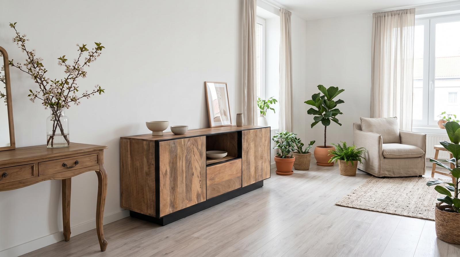 Meuble TV manguier pression Avignon 160 cm ouverture par pression Dwelling Interiors