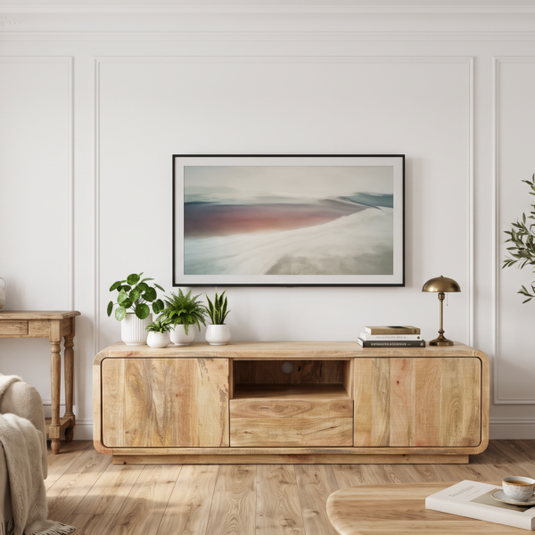 Meuble TV Valenciennes en manguier massif – 160 / 180 / 200 cm – Ouverture par pression | Arrivage le 20 octobre